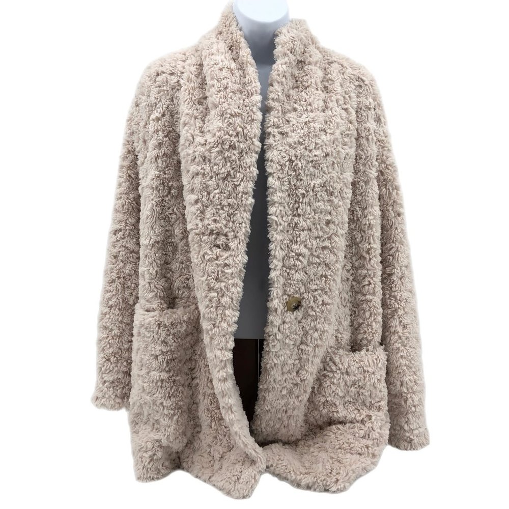 Wilfred Beige Mid-Length Teddy Jacket | Button Accents